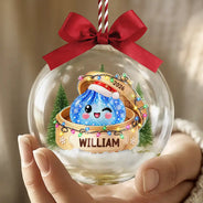 Playful,Christmas,Gift For Kids,Icon - Custom Name Kawaii Dumpling Christmas Keepsake Gift For Kids - Personalized 3D Acrylic Ball Ornament