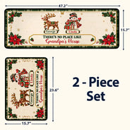 Sentimental,Christmas,Grandparents,Family,Icon - There's No Place Like Grandma & Grandpa's House - Personalized Runner Rug