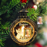 Christmas,Custom Photo,Family,Memorial,Memorial Loved One,Sympathetic,Upload Full Photo - Christmas Memorial Gift For Loss Of Parent - Personalized Custom Photo In Loving Memory Candlelight Lantern Ornament