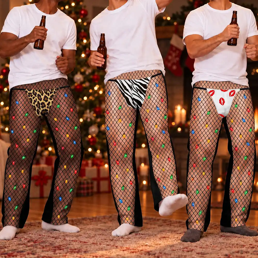 Christmas,Gift For Men,Gift For Yourself,Gifts For Him,Humorous,Icon,Top Market - Funny Christmas Gift For Husband Boyfriend Brother - Personalized Fishnet Tights Pajama Pants
