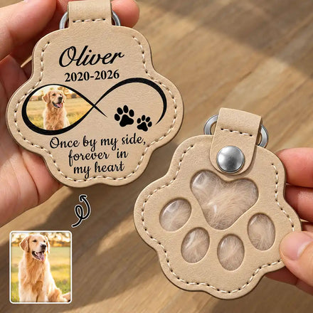 Memorial Keepsake Gift For Pet Mom - Personalized Custom Photo Infinity Paw Pet Fur Keychain