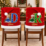 Christmas, Family, Happy, Vector - Christmas Table Decor Gift For Family - Personalized Cartoon Character Chair Cover