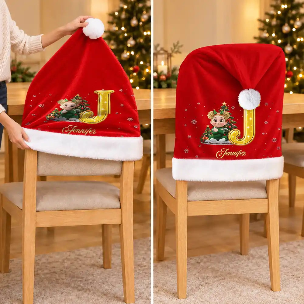Christmas, Family, Happy, Vector - Christmas Table Decor Gift For Family - Personalized Cartoon Character Chair Cover