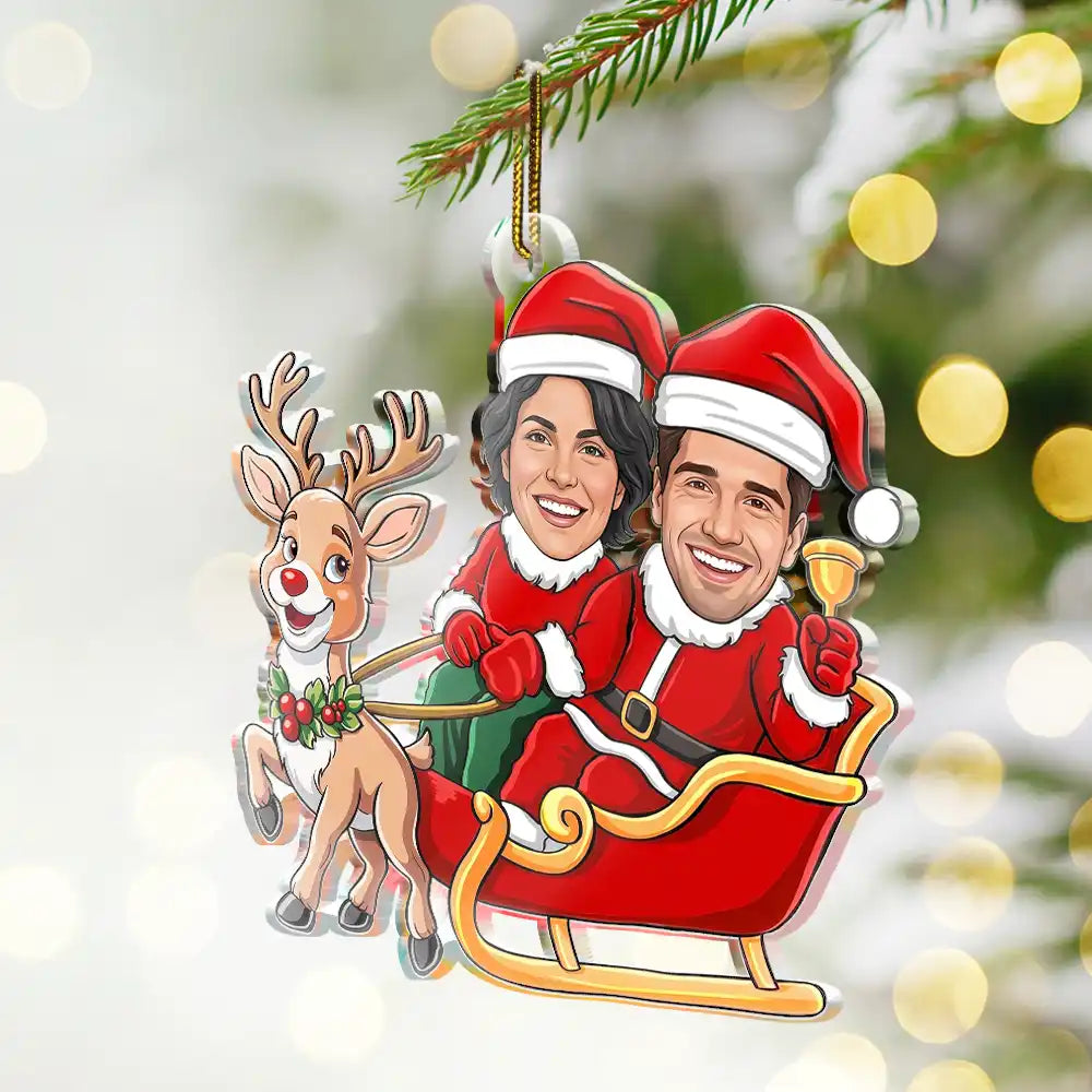 Art Design,Christmas,Custom Photo,Gift For Couples,Humorous,Old Couples,Photo - Christmas Character Cosplay Couple  - Funny Christmas Gift For Couples - Personalized Custom Photo Holiday Costumes Acrylic Ornament