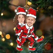Art Design,Christmas,Custom Photo,Gift For Couples,Humorous,Old Couples,Photo - Christmas Character Cosplay Couple  - Funny Christmas Gift For Couples - Personalized Custom Photo Holiday Costumes Acrylic Ornament