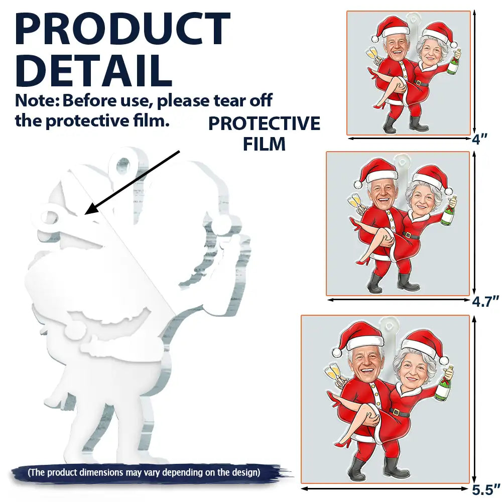 Art Design,Christmas,Custom Photo,Gift For Couples,Humorous,Old Couples,Photo - Christmas Character Cosplay Couple  - Funny Christmas Gift For Couples - Personalized Custom Photo Holiday Costumes Acrylic Ornament