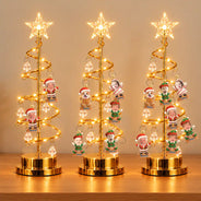 Christmas, Custom Photo, Cut-Face Photo, Family, Happy - Family Together Santa Elf Snowman Custom Name - Personalized Custom Photo Christmas LED Tree Lights