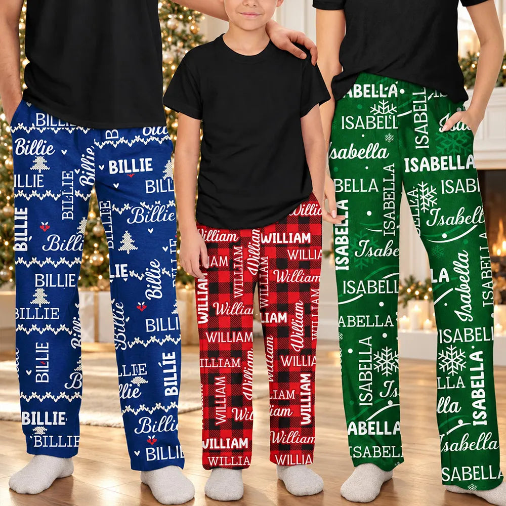 Christmas,Custom Text,Family,Happy,Top Market - Matching Christmas Gift For Family - Personalized Names Pajama Pants