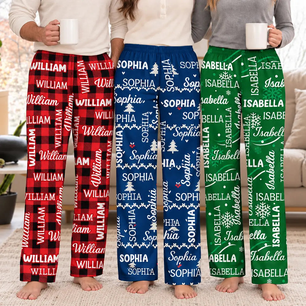 Matching Christmas Gift For Family - Personalized Names Pajama Pants