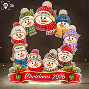 Christmas, Family, Grandparents, Happy, Icon - Christmas Decor For Grandparents - Personalized Snowman Wreath Light Box