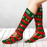 Christmas, Gift For Men, Gift For Yourself, Gifts For Him, Humorous, Icon - Funny Christmas Gag Gift For Him - Personalized Novelty Christmas Character Feet Socks