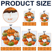 Family,Grandparents,Happy,Icon,Indoor Decor,Thanksgiving - Thanksgiving Gift For Grandparents - Personalized Pumpkin Patch Kids Names Wreath Wood Sign