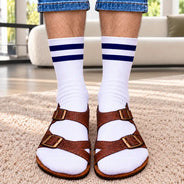 Gift For Yourself,Gifts For Her,Gifts For Him,Humorous,Icon - Funny Christmas Gag Gift For Yourself Coworkers Friends - Personalized Slipper Sandal Illusion Socks