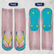 Gift For Yourself,Gifts For Her,Gifts For Him,Humorous,Icon - Funny Christmas Gag Gift For Yourself Coworkers Friends - Personalized Slipper Sandal Illusion Socks
