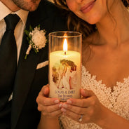 Anniversary,Art Design,Christmas,Custom Photo,Gift For Couples,Old Couples,Photo - Oil Painting,Romantic - Wedding Decor & Anniversary Gift For Couple - Personalized Custom Photo Names And Date Couple Portrait LED Candle