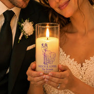 Anniversary,Art Design,Christmas,Custom Photo,Gift For Couples,Old Couples,Photo - Pencil Sketch - Bold,Romantic - Wedding Decor & Anniversary Gift For Couple - Personalized Custom Photo Pencil Sketch Names And Date Pencil Sketch Portrait LED Candle