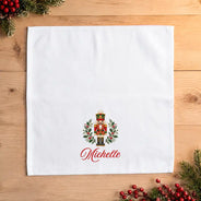 Christmas,Family,Icon,Sentimental - Christmas Table Decor Gift For Family - Personalized Name & Faux Embroidered Effect Christmas Icons Reusable Napkin