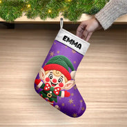 Christmas,Family,Happy,Icon - Christmas Gift For Family - Personalized Faux Chenille Effect Santa Snowman Reindeer Christmas Stocking