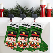 Christmas,Family,Happy,Icon - Christmas Gift For Family - Personalized Faux Chenille Effect Santa Snowman Reindeer Christmas Stocking