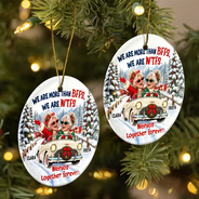Christmas,Gift For Bestie,Humorous,Old Besties,Vector - Best Friend Christmas Gift - Personalized We Are More Than BFFs Circle Ceramic Ornament