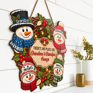 Christmas,Family,Grandparents,Happy,Icon - Christmas Decor For Grandparents - Personalized Snowman Wreath Wood Sign