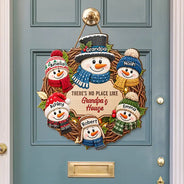 Christmas,Family,Grandparents,Happy,Icon - Christmas Decor For Grandparents - Personalized Snowman Wreath Wood Sign