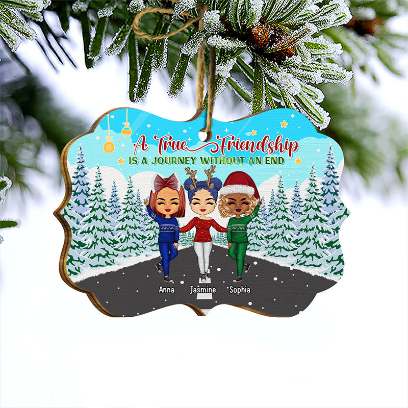 Journey With Best Friends - Christmas Gift For BFF Besties - Personalized Custom Wooden Ornament