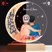 Love You To The Moon And Back - Gift For Grandma - Personalized Custom 3D Led Light Wooden Base
