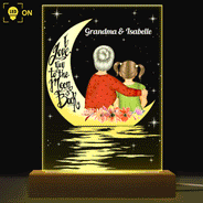 Love You To The Moon & Back - Gift For Grandma - Personalized Custom 3D Led Light Wooden Base