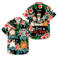 Best Cat Dad Ever Tropical Beach Vibes - Birthday, Summer Gift For Men, Pet Lovers - Personalized Custom Hawaiian Shirt
