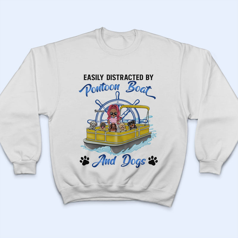 Kinda Busy Being A Pontoon Queen & A Dog Mom - Gift For Pet Lovers, Pontooning Lovers, Lake Lovers, Travelers - Personalized Custom T Shirt