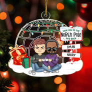 Couple Love You To The North Pole And Back - Anniversary, Christmas Gift For Couples, Husband, Wife, Girlfriend, Boyfriend - Personalized Custom Shaped Acrylic Ornament