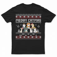 Meowy Catmas Funny Cartoon Style - Christmas Gift For Cat Lovers - Personalized Sweatshirt