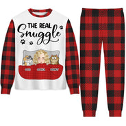 The Real Snuggle Cartoon Style - Gift For Cat Lovers, Cat Mom, Cat Dad - Personalized Unisex Pajamas Set