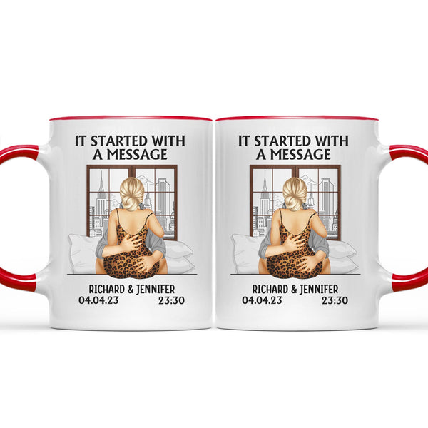 It Started With A Message - Gift For Couples - Personalized Accent Mug