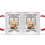 It Started With A Message - Gift For Couples - Personalized Accent Mug