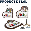 Back Family Sitting Together - Gift For Family - Personalized 2-Layered Wooden Plaque With Stand