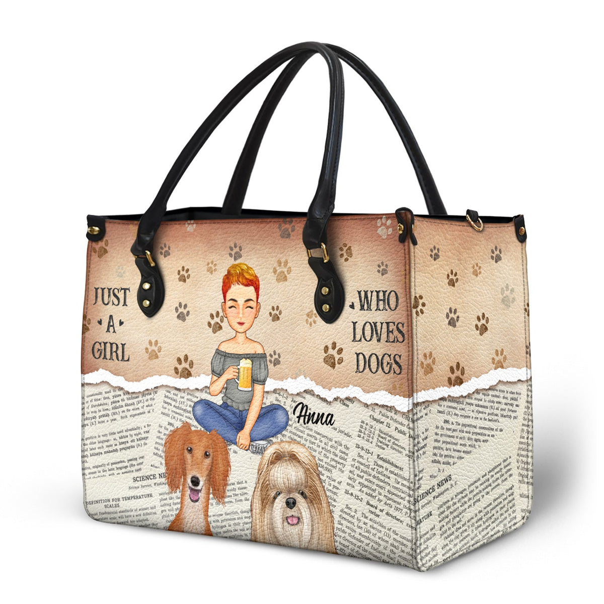 Just A Girl Who Loves Dogs - Gift For Dog Moms, Dog Lovers - Personalized Leather Bag