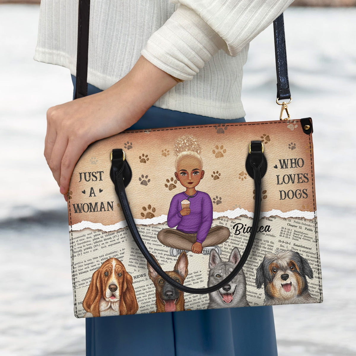 Just A Girl Who Loves Dogs - Gift For Dog Moms, Dog Lovers - Personalized Leather Bag