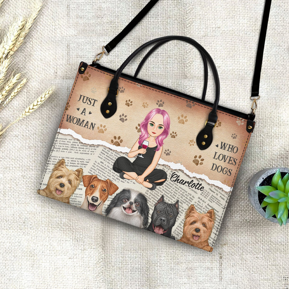 Just A Girl Who Loves Dogs - Gift For Dog Moms, Dog Lovers - Personalized Leather Bag