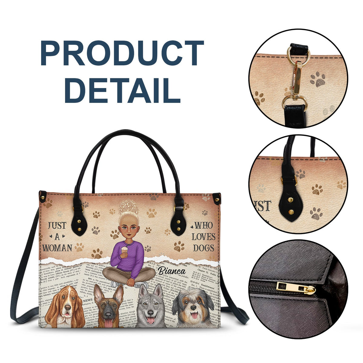 Just A Girl Who Loves Dogs - Gift For Dog Moms, Dog Lovers - Personalized Leather Bag
