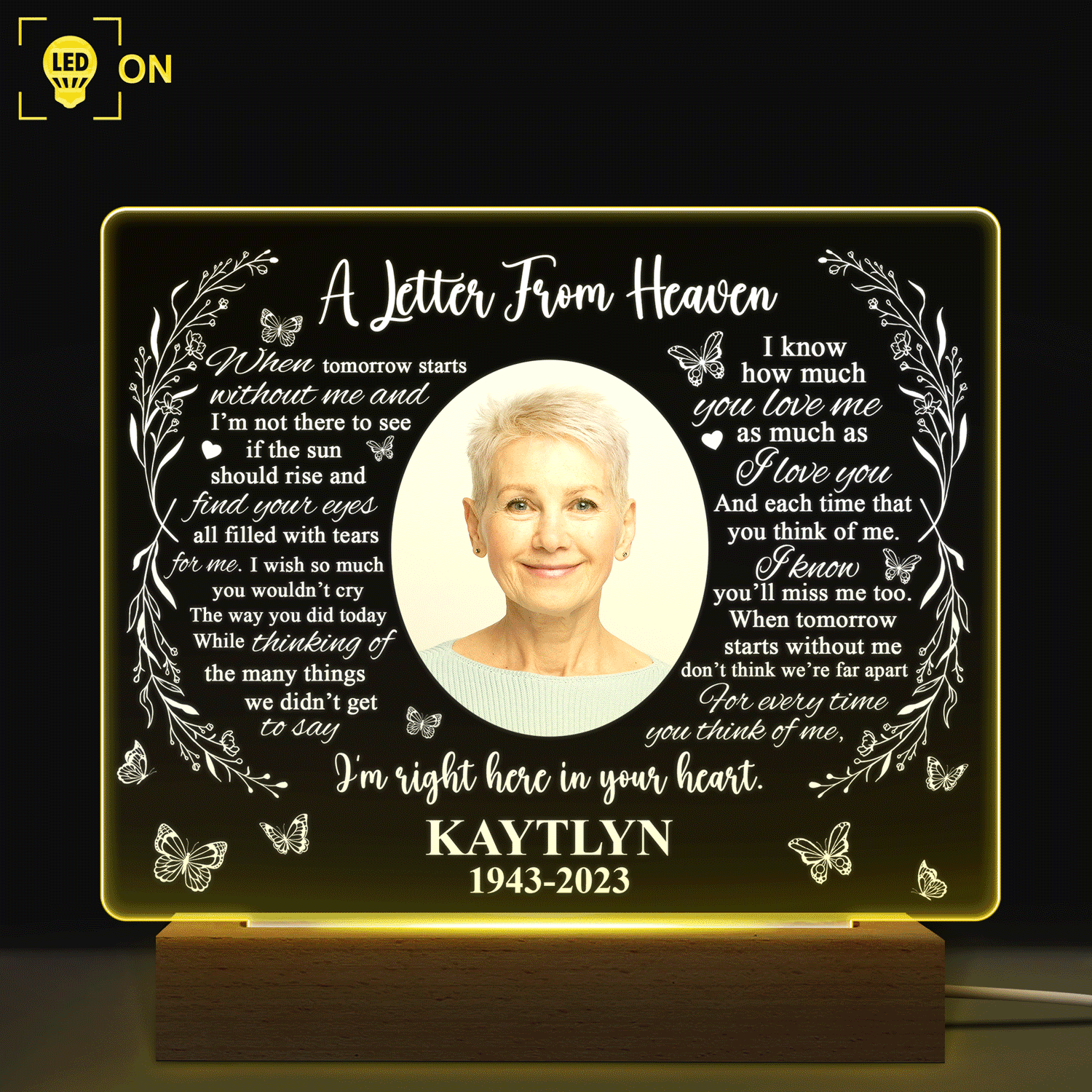 Custom Photo Missing You Always - Memorial Gift, Sympathy Gift For You Loved Ones - Personalized 3D Led Light Wooden Base