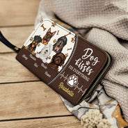 Dog Kisses Fix Everything - Gift For Dog Lovers, Dog Moms, Women - Personalized Leather Long Wallet