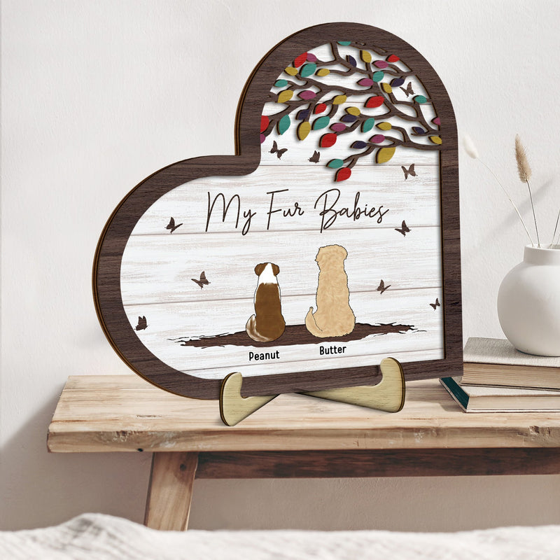 Our Fur Babies - Gift For Dog Lovers, Cat Lovers, Pet Lovers - Personalized 2-Layered Wooden Plaque With Stand