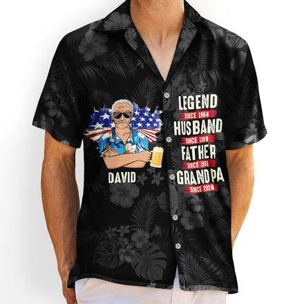 Stars And Stripes, Legend Husband Father Grandpa - Gift For Dad, Daddy, Grandfather - Personalized Hawaiian Shirt