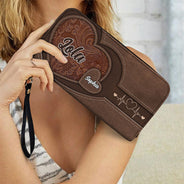 Grandma Mommy's Little Sweethearts - Personalized Combo Leather Wallet And Tote Bag
