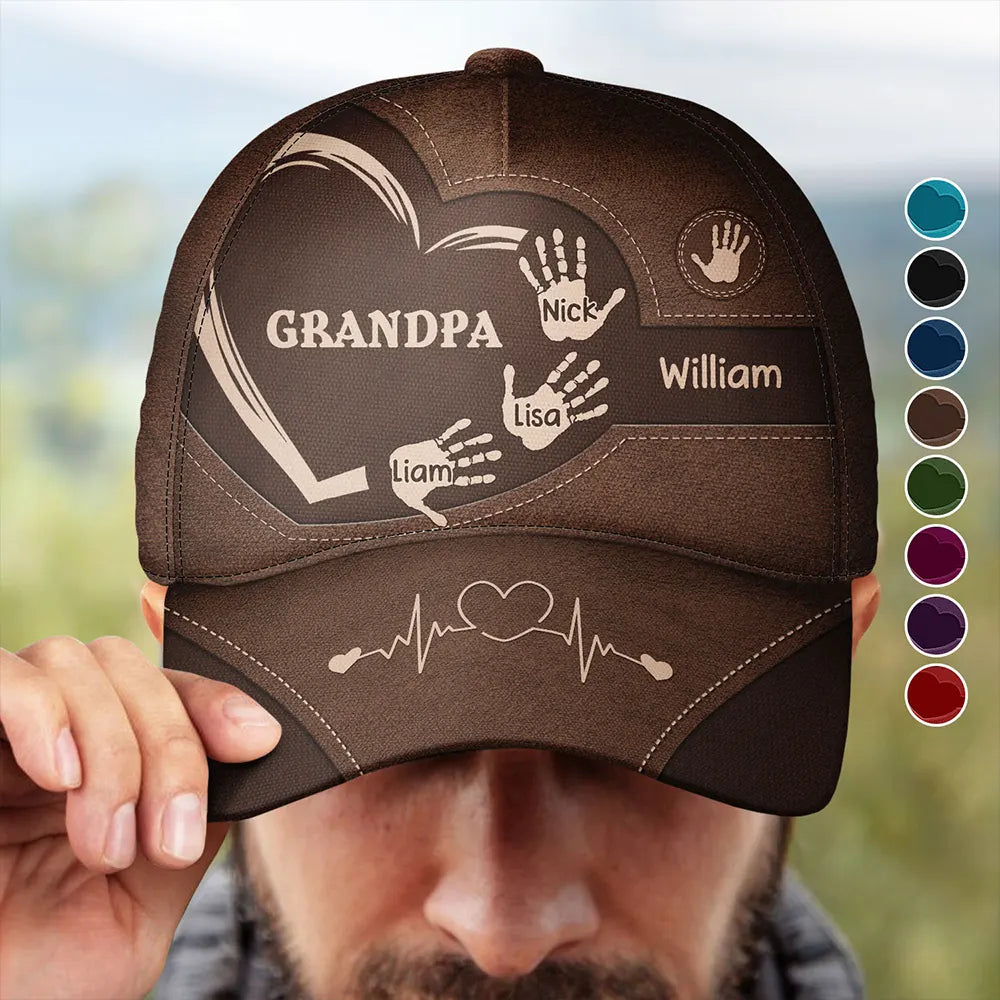 Grandpa Dad Kids Handprints - Personalized Classic Cap