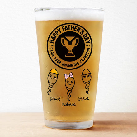 From You Swimming Champion - Personalized Beer Glass