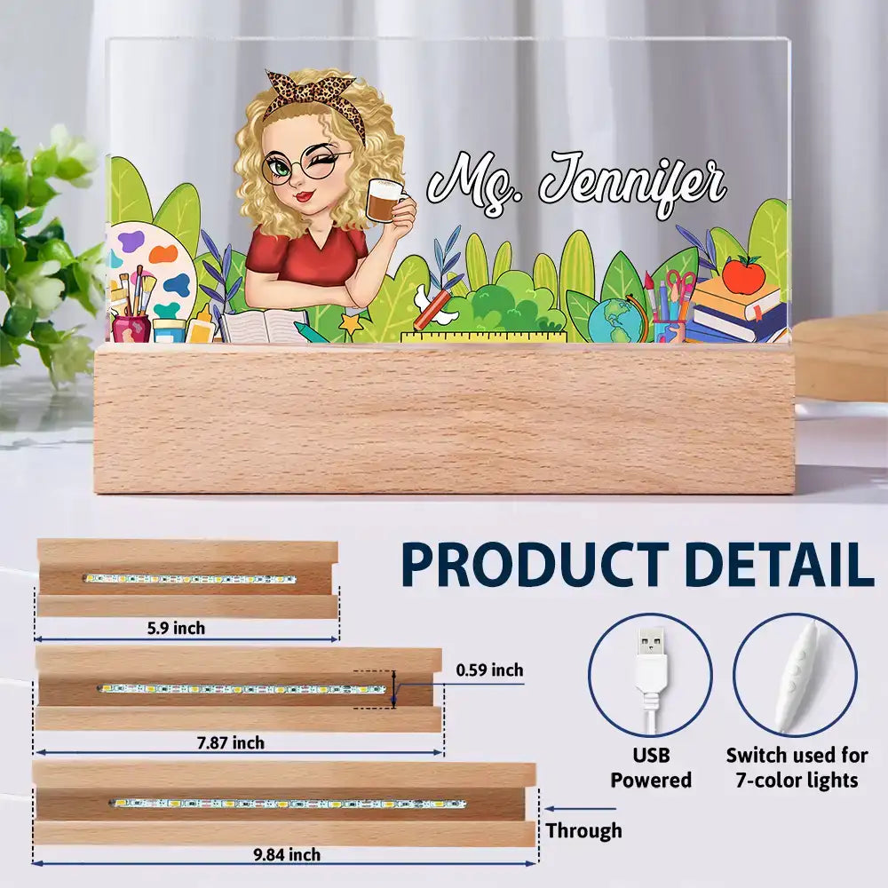 Teacher Desk Name - Personalized Rectangle LED Light