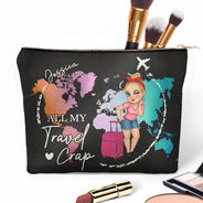 All My Travel Crap World Map - Personalized Cosmetic Bag